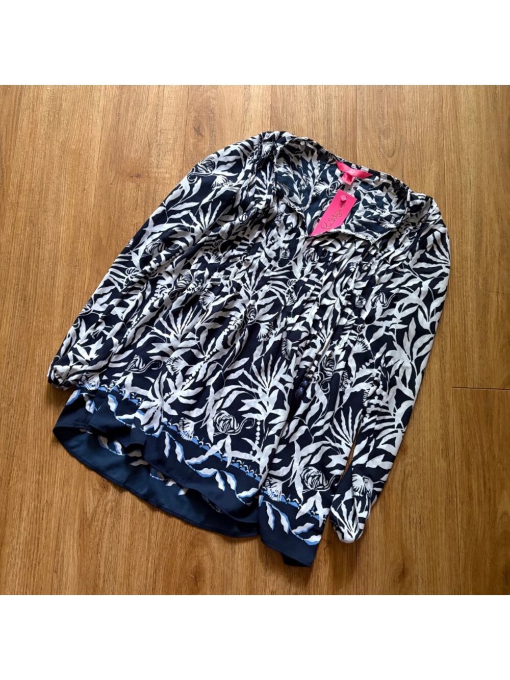 Lilly Pulitzer Marlina Long Sleeve Tunic Blouse Low Tide Navy NWT Size XXS